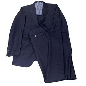 Caruso Suit Superfine 130s Wool Blue Unstructured Blazer IT 52 US 42 Pants 34x35